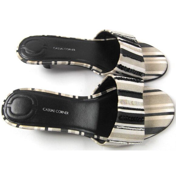 Casual Corner Flat Striped Opened Toe Sandals Women's Size 7 - Picture 2 of 5